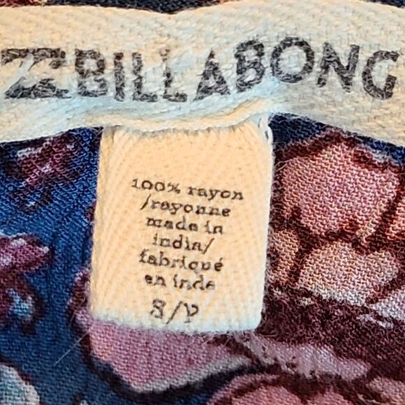 Billabong Basking Sun Boho Floral Mini Dress Bell Flutter Sleeve Beachy Sz S - Picture 12 of 16
